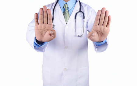 Doctor with stethoscope isolated on white backgroundの写真素材