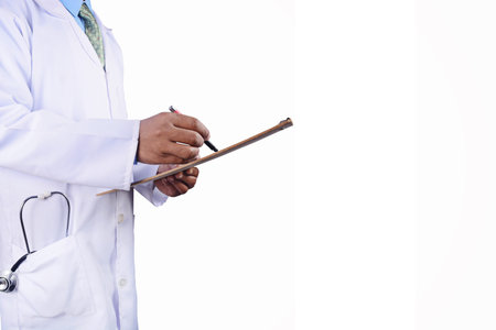 Doctor with stethoscope isolated on white background