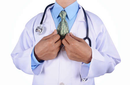 Doctor with stethoscope isolated on white backgroundの写真素材