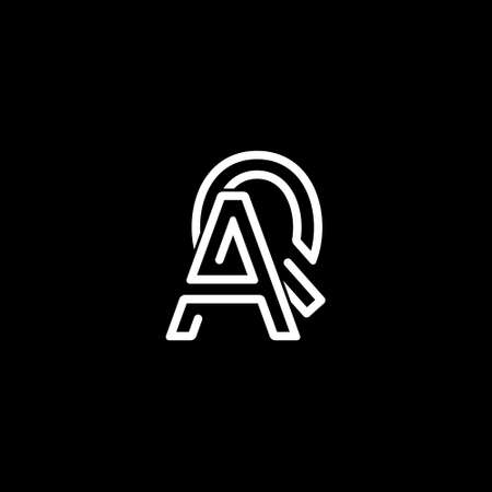 Letter AQ or QA creative modern icon logo with black backgroundのイラスト素材