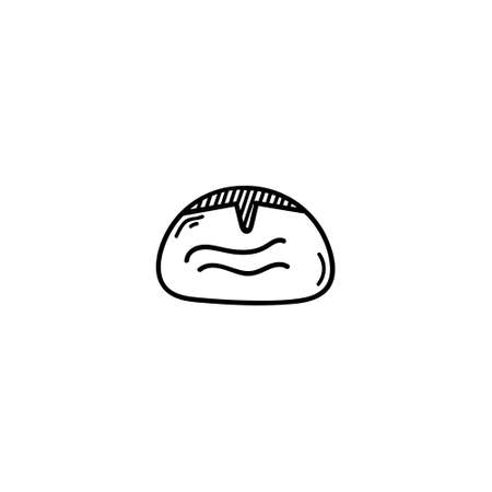 Hand Drawn bakery illustration doodle icon for web. Cute outline hand drawn bakery items vector icon illustrations isolated on white background. Perfect for dessert menu or food package design.のイラスト素材