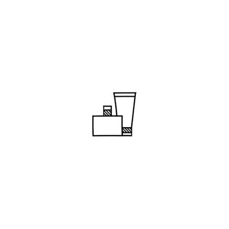 Hand Drawn spa and saloon illustration doodle icon. Outline hand drawn spa and saloon items vector icon illustrations isolated on white background. Perfect for spa and women salon centers.のイラスト素材