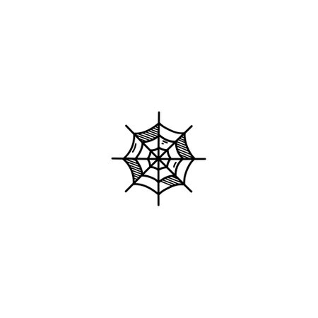 Hand Drawn spider house doodle illustration icon. Outline hand drawn spider house vector icon illustrations isolated on white background.のイラスト素材