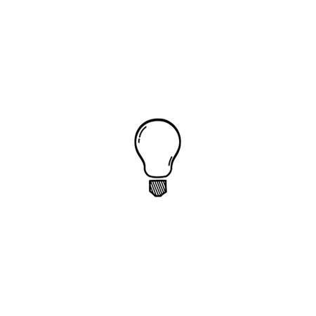 Hand Drawn bulb doodle illustration icon. Outline hand drawn bulb vector icon illustrations isolated on white background.のイラスト素材