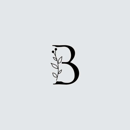 Graphic Floral Initial Alphabet B flowers bouquet composition. Unique collection for wedding invites decoration, logo and many other concept ideas.のイラスト素材