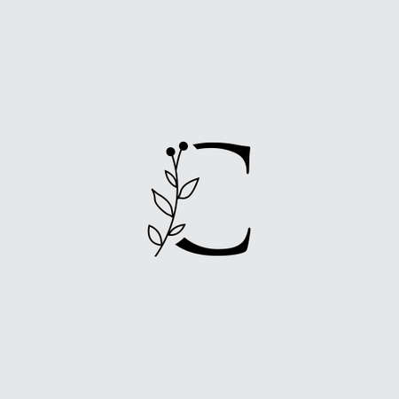 Graphic Floral Initial Alphabet C flowers bouquet composition. Unique collection for wedding invites decoration, logo and many other concept ideas.のイラスト素材