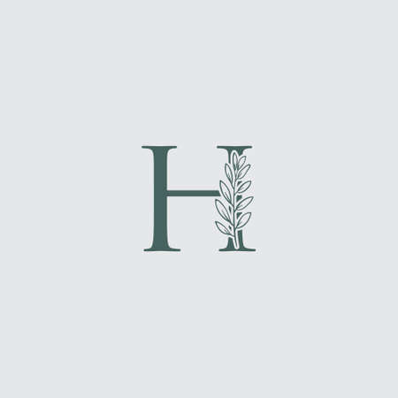 Graphic Floral Initial Alphabet H flowers bouquet composition. Unique collection for wedding invites decoration, logo and many other concept ideas.のイラスト素材