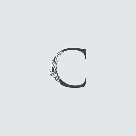 Graphic Floral Initial Alphabet C flowers bouquet composition. Unique collection for wedding invites decoration, logo and many other concept ideas.のイラスト素材