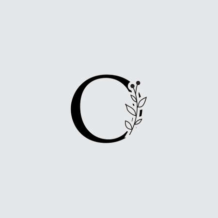 Graphic Floral Initial Alphabet O flowers bouquet composition. Unique collection for wedding invites decoration, logo and many other concept ideas.のイラスト素材