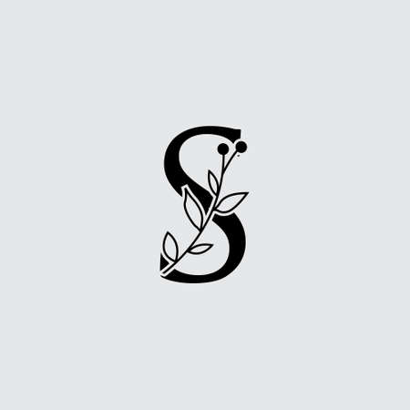 Graphic Floral Initial Alphabet S flowers bouquet composition. Unique collection for wedding invites decoration, logo and many other concept ideas.のイラスト素材