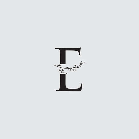 Graphic Floral Initial Alphabet E flowers bouquet composition. Unique collection for wedding invites decoration, logo and many other concept ideas.のイラスト素材