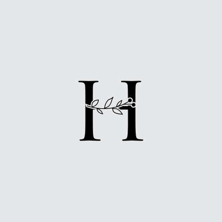 Graphic Floral Initial Alphabet H flowers bouquet composition. Unique collection for wedding invites decoration, logo and many other concept ideas.のイラスト素材