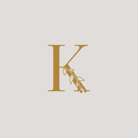 Graphic Floral Initial Alphabet K flowers bouquet composition. Unique collection for wedding invites decoration, and many other concept ideas.のイラスト素材