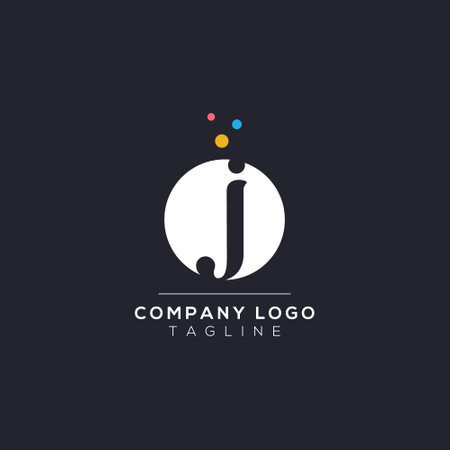 Dots Letter J Logo. J Letter Design Vector with Dots. Vector Lettering Illustration of a Colorful Alphabet with Bubbles.のイラスト素材