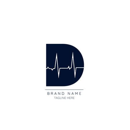 Logo template letter D with LEAF symbol incorporated. Negative Space abstract Style Modern Vector Editable.のイラスト素材