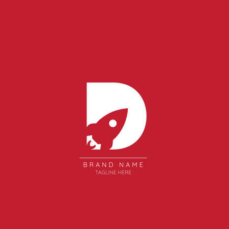 Logo template letter D with LEAF symbol incorporated. Negative Space abstract Style Modern Vector Editable.のイラスト素材