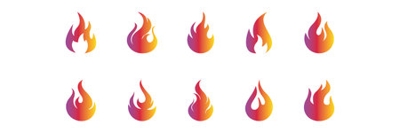 Fire flame vector icon set design. Modern vector icon designのイラスト素材