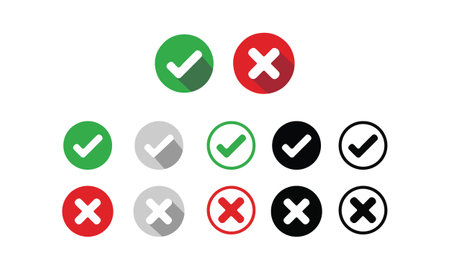 Tick and cross vector set. Modern vector icon set design templateのイラスト素材