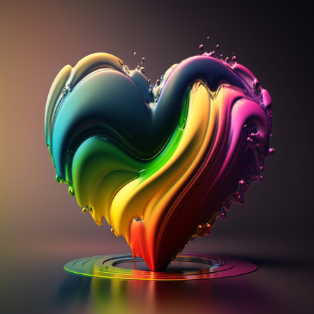 An illustration of a heart formed with rainbows, generative aiの素材