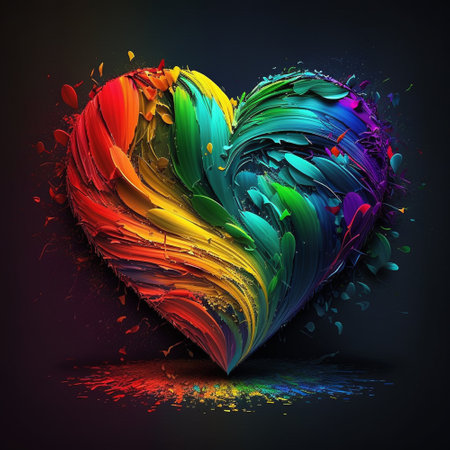 An illustration of a heart formed with rainbows, generative aiの素材