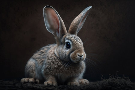 Rabbit illuminated by natural light to accentuate its features, Generative Aiの素材