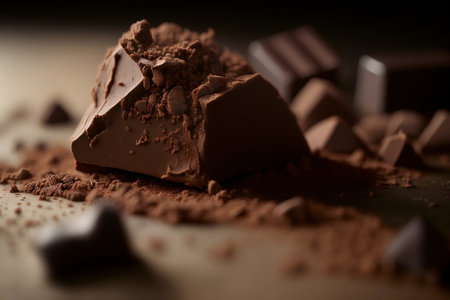 Single piece of chocolate on a neutral background, Generative Aiの素材