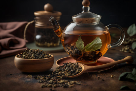 Rolled Oolong Tea with Fresh Ginseng, Generative Aiの素材