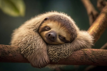 Adorable Sleeping Sloth Illustration, Generative Aiの素材