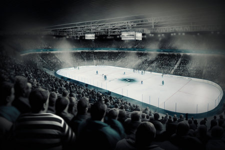 Indoor Ice Hockey Arena with Crowded Stadiumの素材
