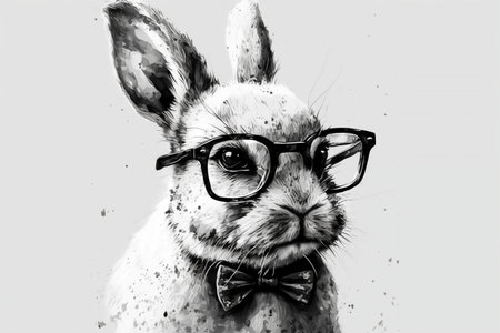 Illustration of a bunny wearing glasses createdの素材