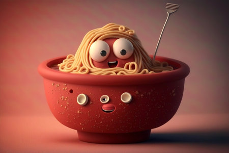 Cute Cartoon Bowl of Spaghettiの素材