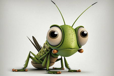 Adorable Cartoon Grasshopper Character Illustrationの素材
