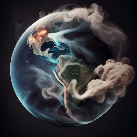 Earth with Smoke and Ash Cloudsの素材