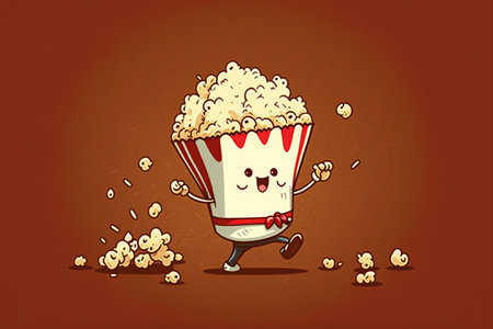 Adorable Cartoon Character of Dancing Popcornの素材