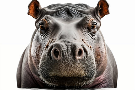 3d rendering of Hippo Face isolated on transparent backgroundの素材