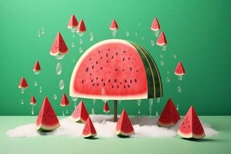 Watermelon Candy on Pastel Pink Background Generative AIの素材