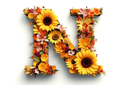 Colorful Photorealistic Floral and Sunflower Illustration.の素材