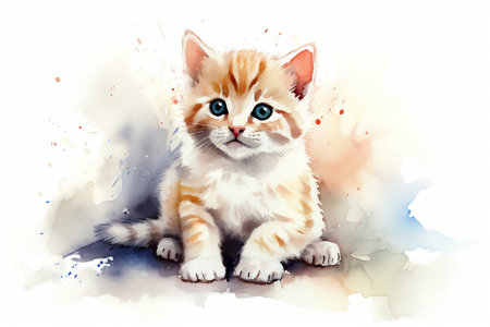 Adorable Baby Cat Nursery Art - Cute Illustration Generative Aiの素材