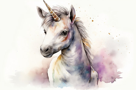 Adorable Baby Unicorn Nursery Art Generative Aiの素材
