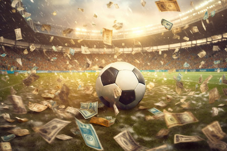 Currency Cascades on the Soccer Field: A Spectacular Scene Generative AIの素材