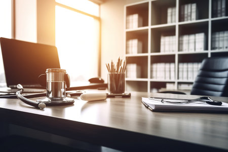 Doctor's Desk Panoramic Workplace Generative aiの素材