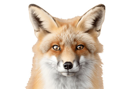 Isolated Fox Face on Transparent Backgroundの素材