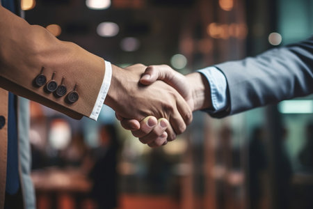 Close-up of Business Collaboration Handshake Generative Ai.の素材