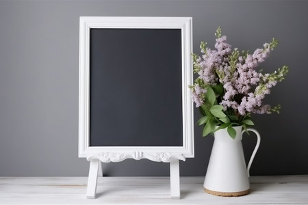 White Chalkboard Stand Frame, Add Your Own Content Generative Ai.の素材