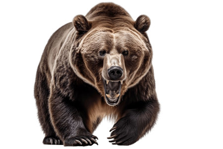 Ferocious Grizzly Bear isolated Illustration on Clean Transparent Backgroundの素材