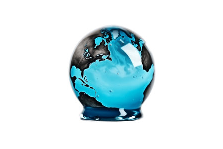 Water Drop with Earth World Water Day Isolated on Transparent Backgroundの素材