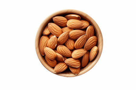 Top-View Almonds in Bowl Isolated Illustration on Transparent Backgroundの素材