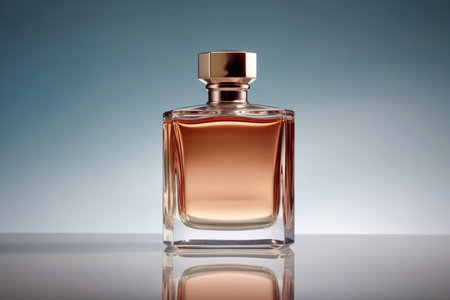 Elegance Perfume Bottle A Timeless Beauty with Ample Copy Space.の素材