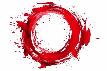 A Circle Drawn with Red Paint: Isolated Illustration.の素材
