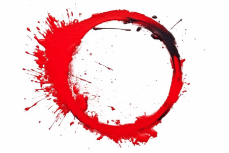 A Circle Drawn with Red Paint: Isolated Illustration.の素材